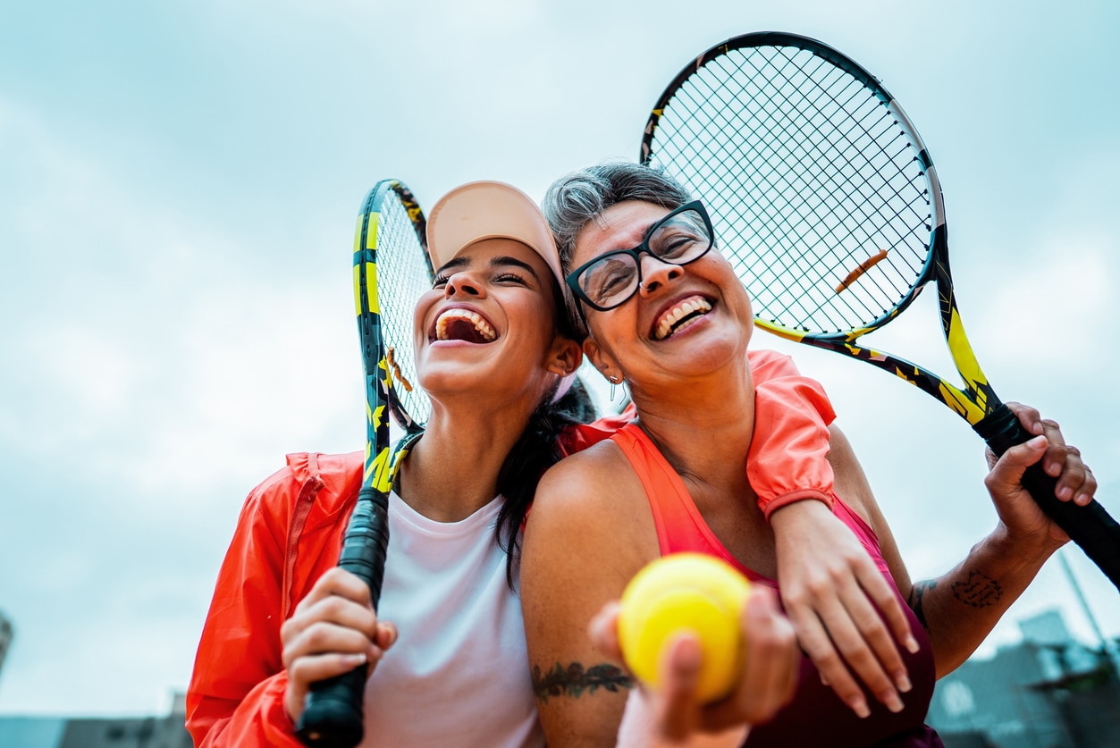 Portrait of tennis players on a tennis court
