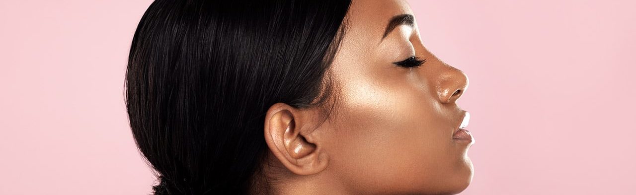 A person's face in profile